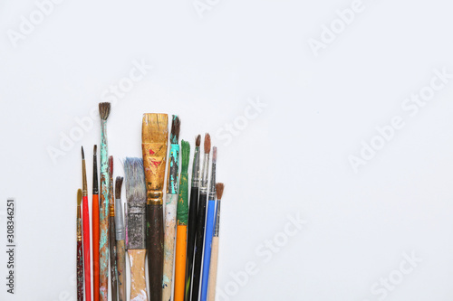 Set of brushes on white background