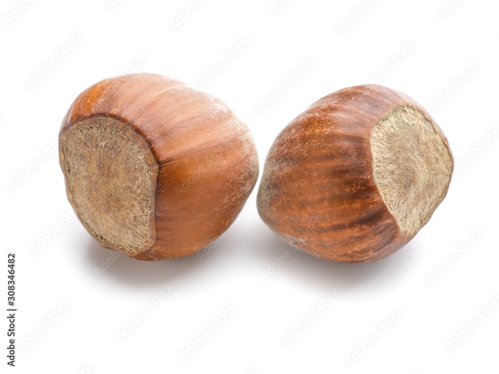 Tasty hazelnuts on white background Tasty hazelnuts on white background