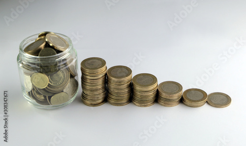 Rising coins, Pile of mixed iron money coins background