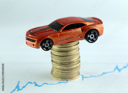 Pile of mixed iron money coins background, Car Loan, personal finance credit