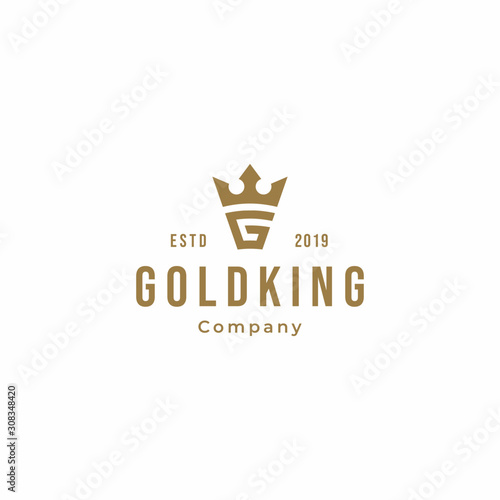 letter g with crown logo symbol on white background. Royal king icon. Modern luxury brand element sign. Vector illustration.