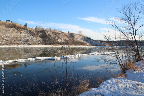 Chain Of Ice On The River  Gold Bar Park  Edmonton  Alberta