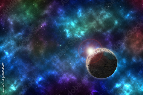 illustration of the cosmos with galaxies and stars and nebulae in deep space