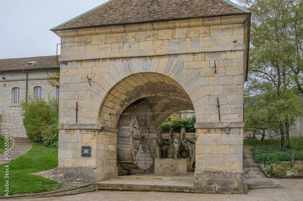Fountain within the Citadel of Besancon, fortifications of Vauban, UNESCO World Heritage Site, France.