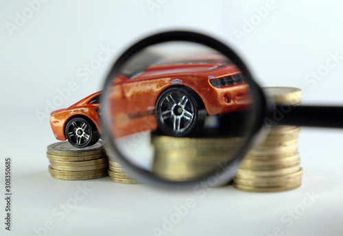 Pile of mixed iron money coins background, Car Loan, personal finance credit