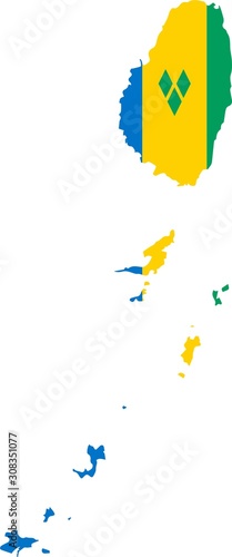 Saint Vincent and the Grenadines Vector map. Isolated, white background