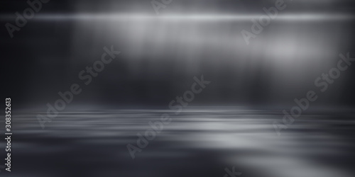 Blank black studio showcase with spotlight backdrop. Luxury stage room background for display or montage your product.