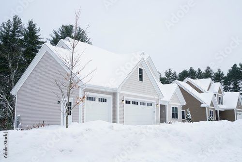 Winter house in snow storm 
