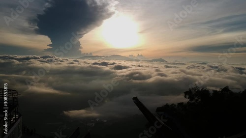 Toraja, Indonesia - 11 November 2019: Aerial over Negeri di atas awan, Lolai, Toraja, Indonesia  photo