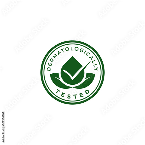simple dermatology logo stamp test certified vector in round frame for beauty product or sticker design template