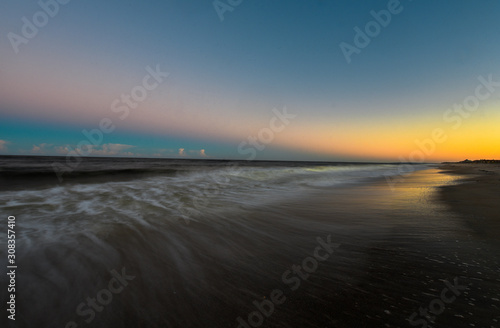 Long exposure sunset waves