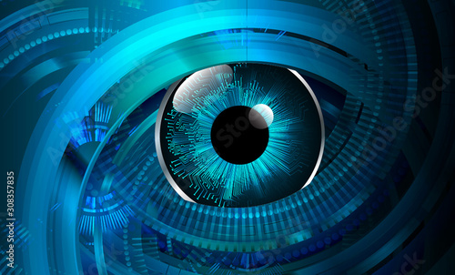 Blue eye cyber circuit future technology concept background