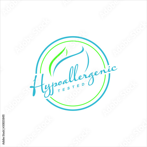hypoallergenic label simple stamp with tested text inside round frame for certified product sign or sticker template