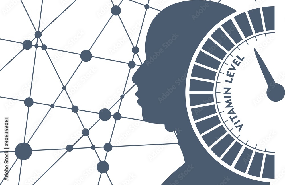 Scale with arrow. Vitamin level measuring device icon. Sign tachometer, speedometer, indicators
