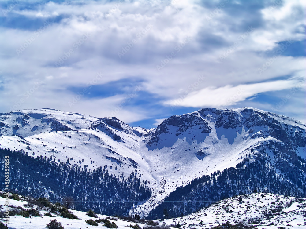 Snow covered mountains of Zireia, Peloponnese, Greece. Snow covered mountains of Zireia, Peloponnese, Greece.