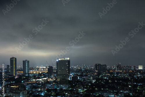 Panorama of Night cityscape image in bangkok,thailand © chalongrat