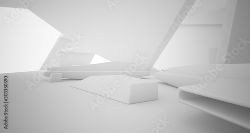 Tableau sur toile Abstract architectural white interior of a minimalist house with swimming pool