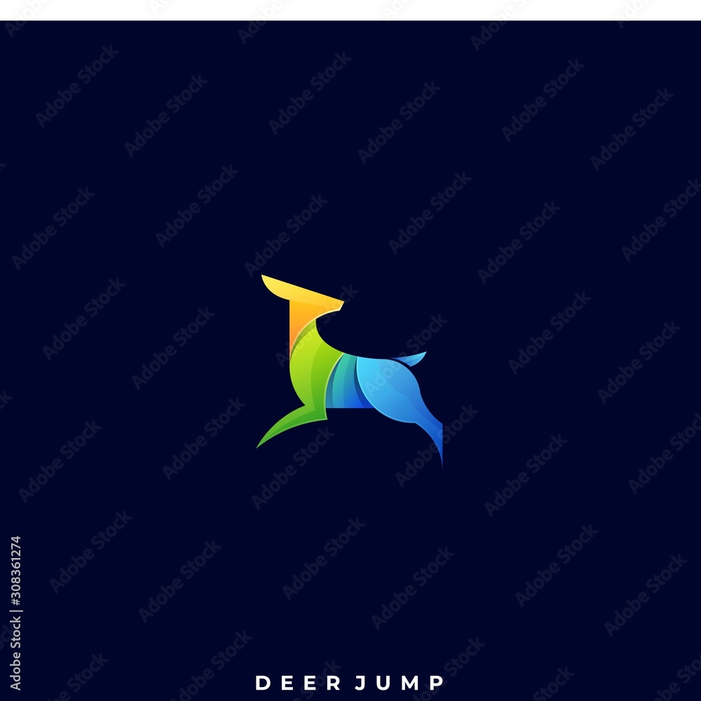 Obraz premium Deer Jumping Illustration Vector Template