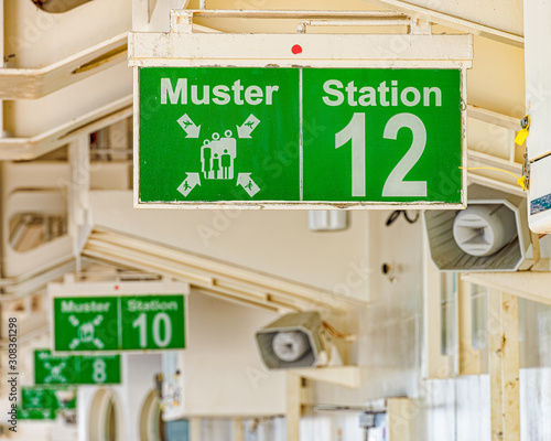 Muster station on cruise ship