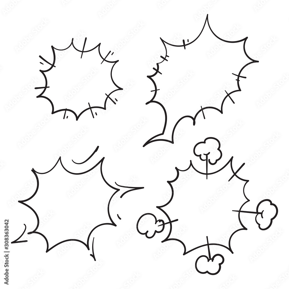 doodle comic explosion cartoon illustrations isolated for speech bubbles, posters, banners, web, and concept design isolated on white doodle comic explosion cartoon illustrations isolated for speech bubbles, posters, banners, web, and concept design isolated on white