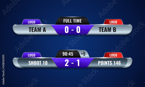 Sport competition scoreboard modern vector design for lower third television broadcast graphic template photo