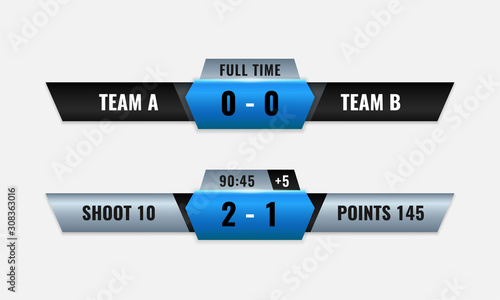 Sport competition scoreboard vector design for lower third television broadcast graphic template photo