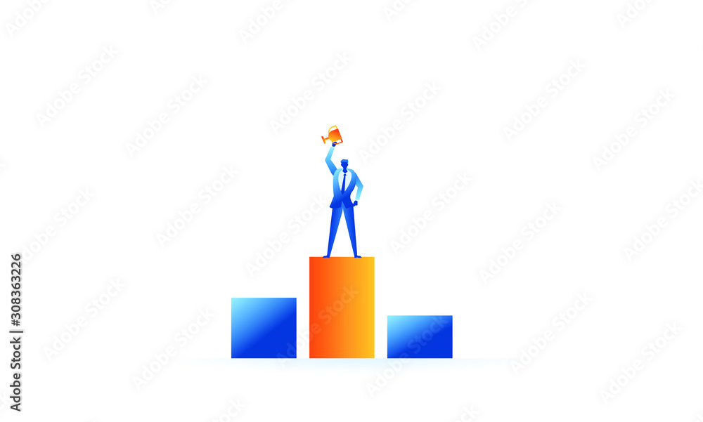 Business work concept illustration about winner goal team work Business work concept illustration about winner goal team work