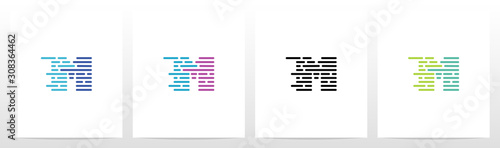 Lines And Dots Letter Logo Design M