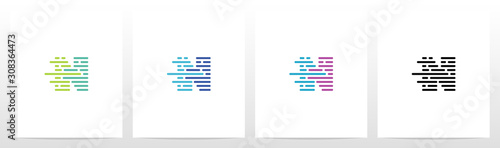 Lines And Dots Letter Logo Design N