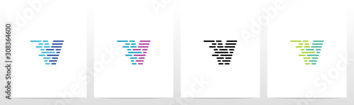 Lines And Dots Letter Logo Design V