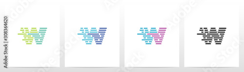 Lines And Dots Letter Logo Design W