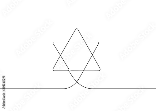 Continuous drawn one line of the symbol of religion.