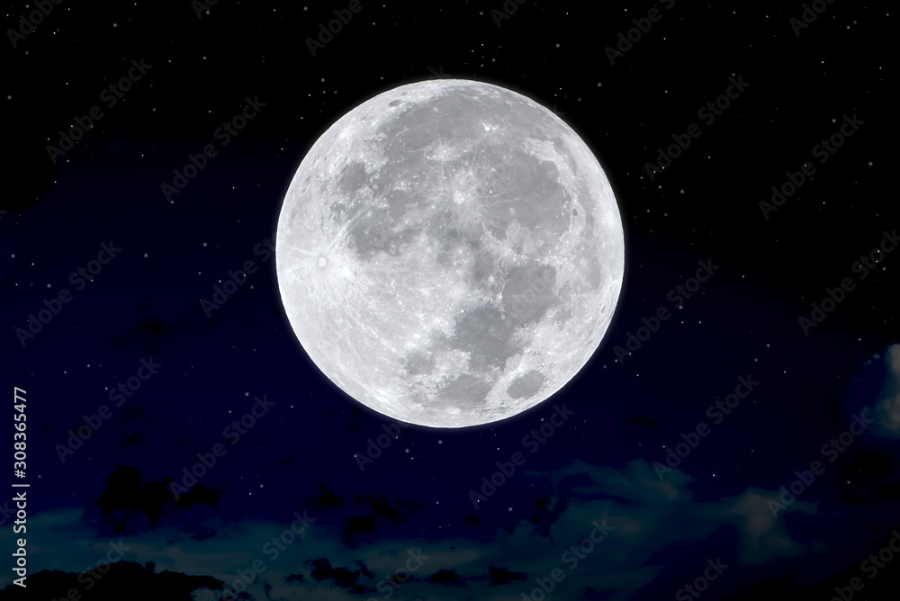Super full moon on night sky.
