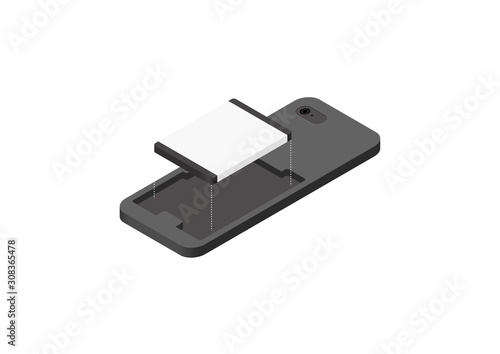スマホの電池パックのイラスト素材