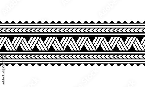 Maori polynesian tattoo bracelet. Tribal sleeve seamless pattern vector. Samoan border tattoo design fore arm or foot. Armband tattoo tribal. band fabric seamless ornament isolated on white background