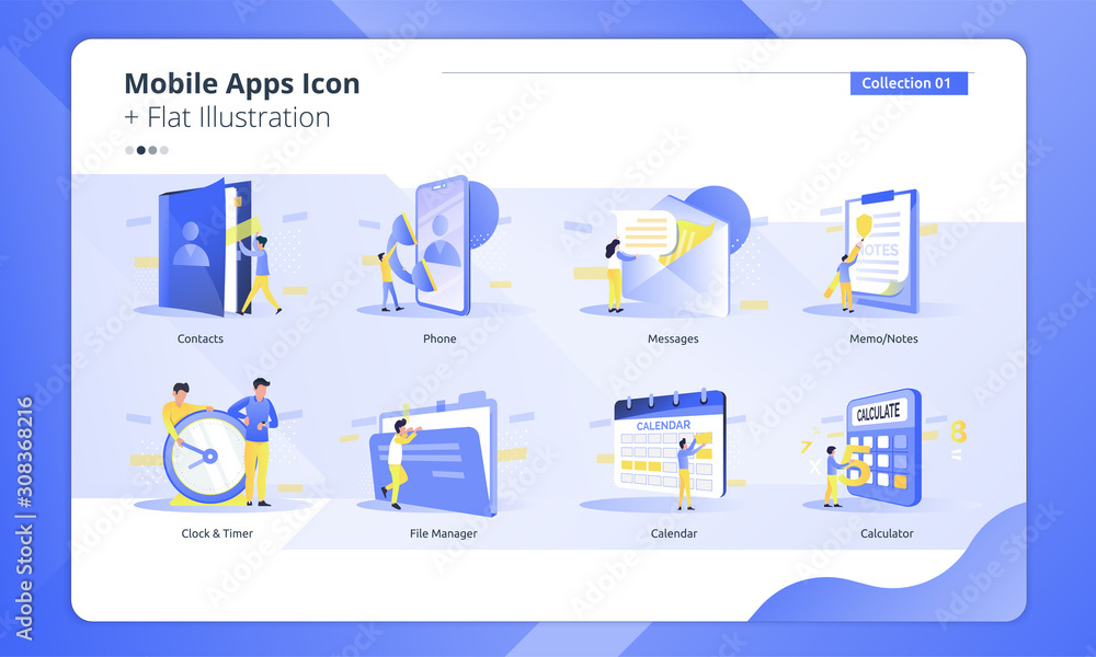 Flat design collection of icon mobile application 02
