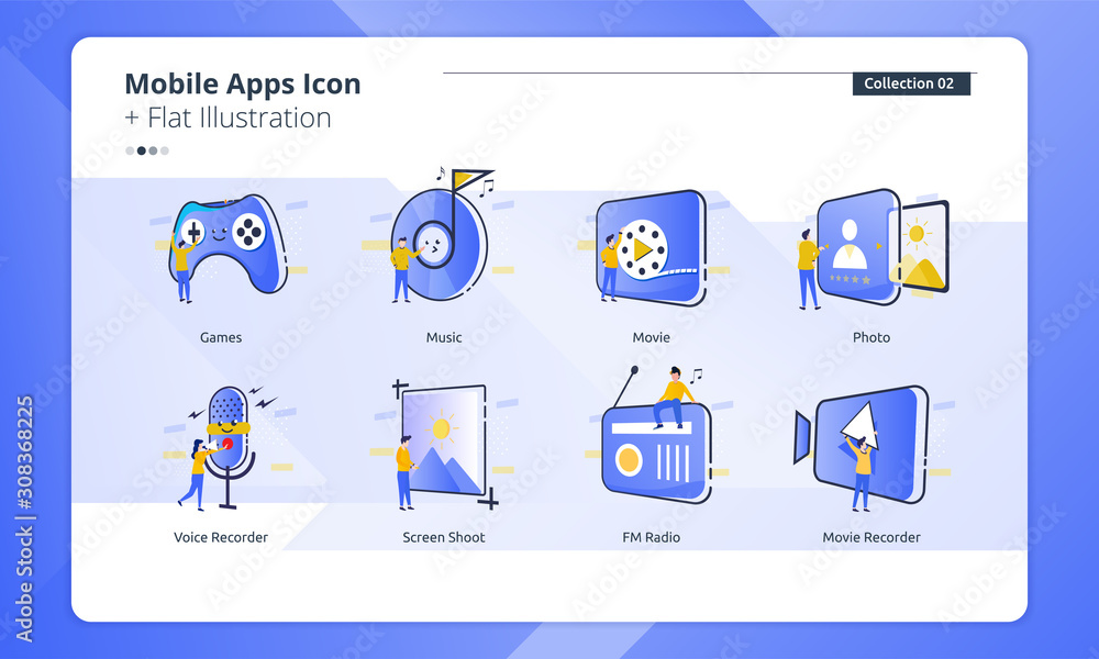 Flat design collection of icon mobile application 01