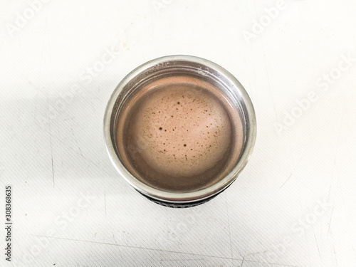 Hot cocoa in a tall glass