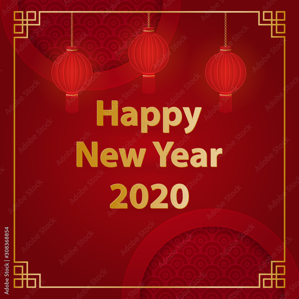 Naklejka premium Happy Chinese new year 2020 year of the rat paper cut style. Vector Illustration. Background for greetings, card, flyers, invitation, posters, brochure, banners, calendar.