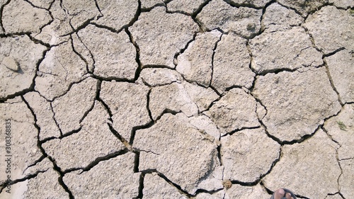 Land with dry and cracked ground. Soil In crack.