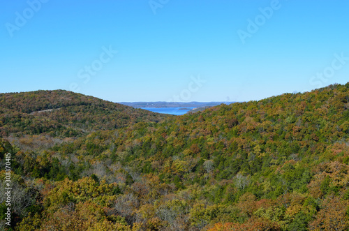 Lake and fall foliage in the mountains