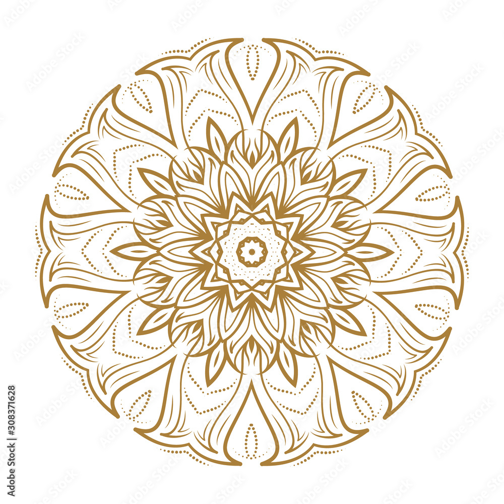 Golden mandala vector illustration. Ethnic style temporary tattoo. Golden mandala vector illustration. Ethnic style temporary tattoo.