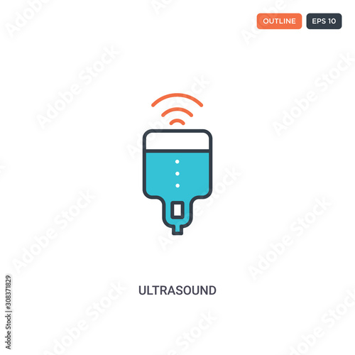 2 color Ultrasound concept line vector icon. isolated two colored Ultrasound outline icon with blue and red colors can be use for web, mobile. Stroke line eps 10.
