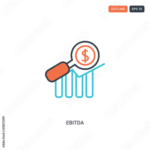 2 color Ebitda concept line vector icon. isolated two colored Ebitda outline icon with blue and red colors can be use for web, mobile. Stroke line eps 10. photo