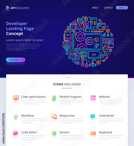 Web & App Developer Home Page Design Concept.
