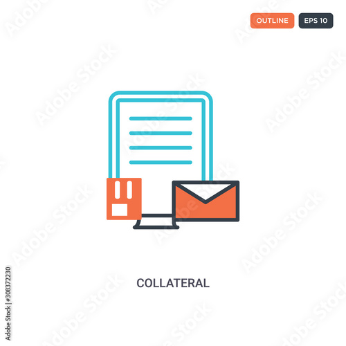 2 color collateral concept line vector icon. isolated two colored collateral outline icon with blue and red colors can be use for web, mobile. Stroke line eps 10.