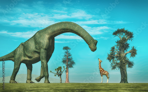 Giraffe vs brachiosaurus © Orlando Florin Rosu