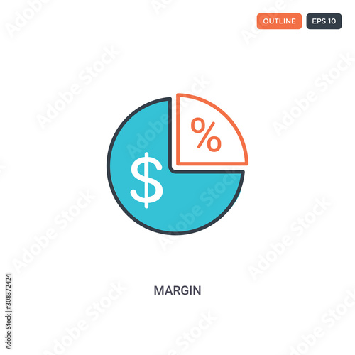 2 color Margin concept line vector icon. isolated two colored Margin outline icon with blue and red colors can be use for web, mobile. Stroke line eps 10.