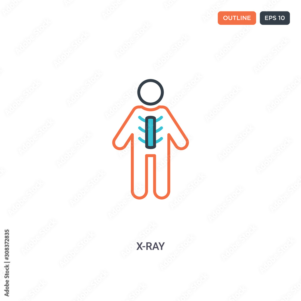 Obraz premium 2 color X-Ray concept line vector icon. isolated two colored X-Ray outline icon with blue and red colors can be use for web, mobile. Stroke line eps 10.
