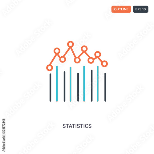 2 color statistics concept line vector icon. isolated two colored statistics outline icon with blue and red colors can be use for web  mobile. Stroke line eps 10.